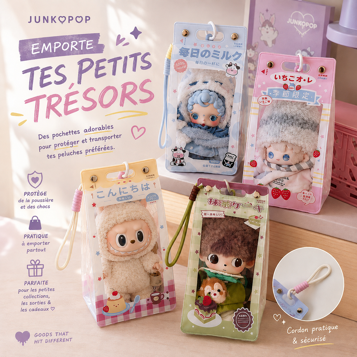 Pochette de Transport Transparente pour Peluches – Édition Brique de Lait (Ita-Bag)