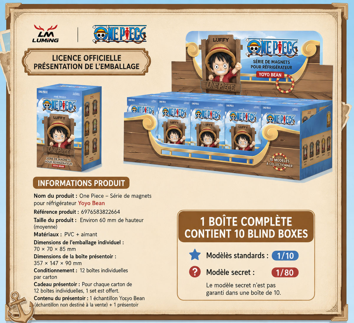One Piece – blind box magnets Yoyo bean