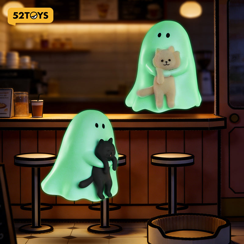 Blind box 52TOYS Little Ghost Ghody « Behold My Cat » – mini figurine phosphorescente