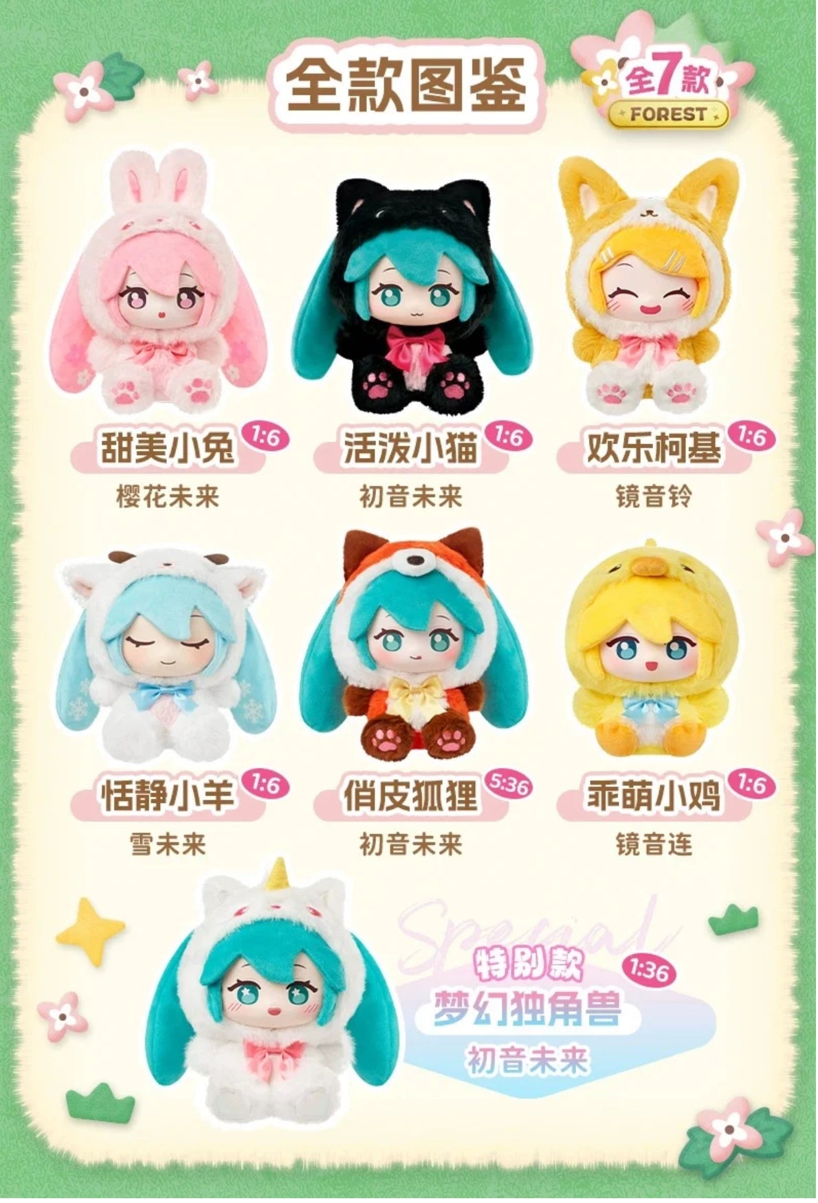 Peluche Blind Box Hatsune Miku – Série Forest Cuties (Vol. 1)