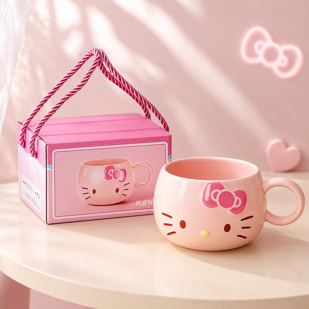 Mug en Céramique Hello Kitty 3D – Édition Boîte Cadeau Rose