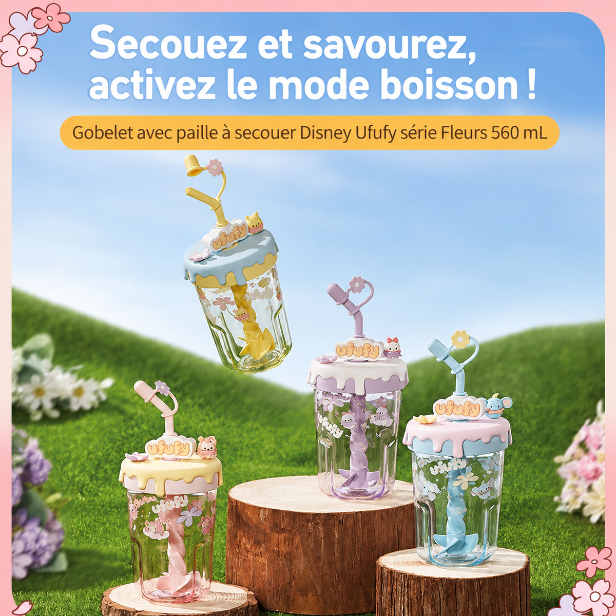 MINISO – Disney Ufufy gobelet paille 560 mL Daisy