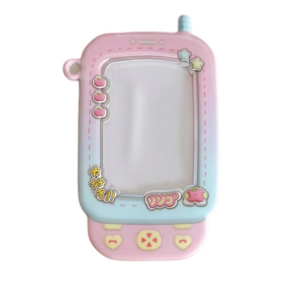 Étui PVC photocard 3 pouces – étui téléphone coulissant bleu/rose