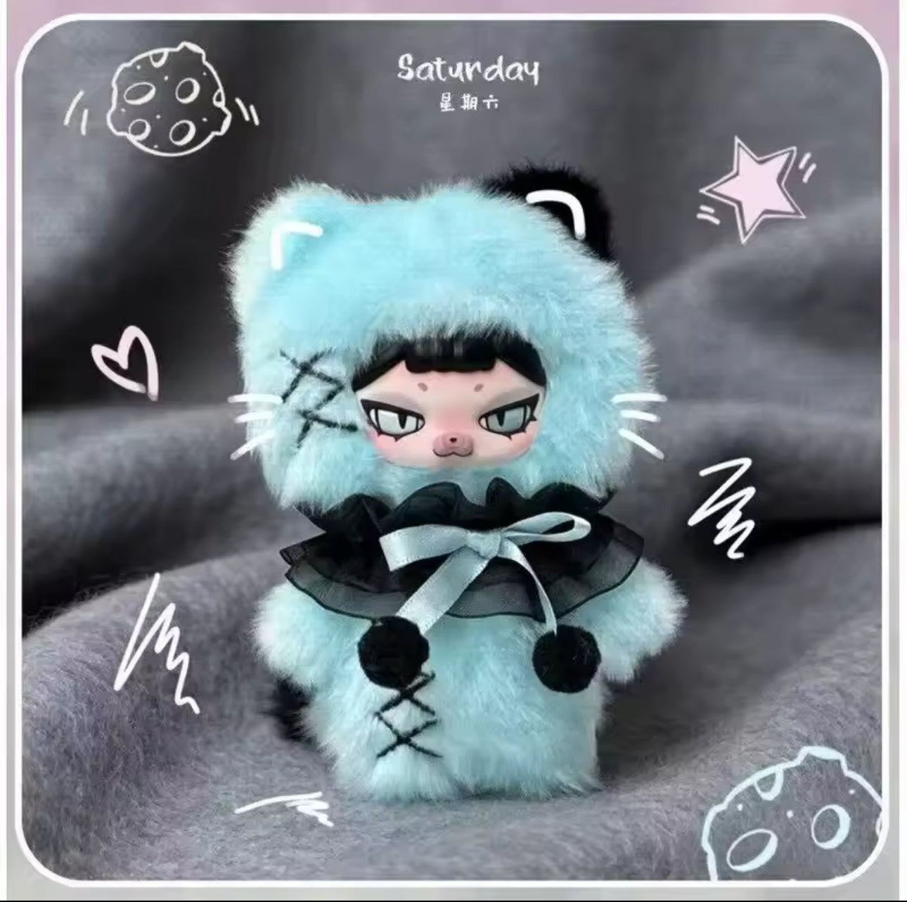 Peluche porte-clés Piku The Week au style Y2K, blind box à collectionner model Saturday